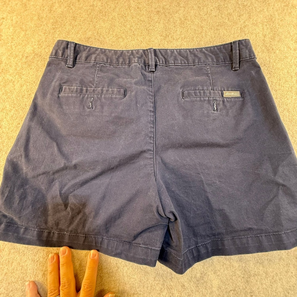 Eddie Bauer Legendwash Stretch Navy Blue Chino Shorts Womens Size 4 Solid Casual - Picture 5 of 6